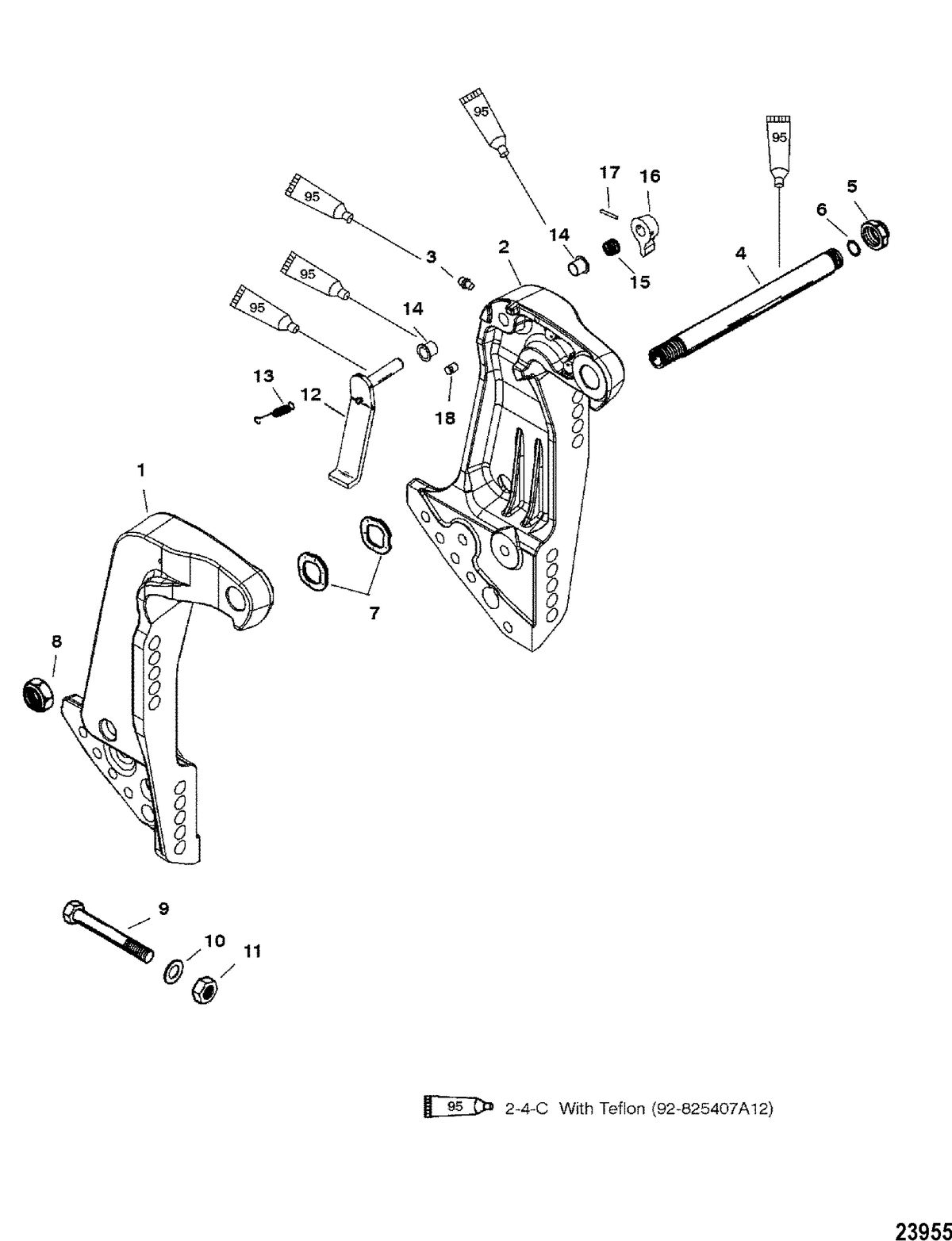MERCURY/MARINER 225 AND 225 SEAPRO/MARATHON (3.0L CARB) TRANSOM BRACKETS(S/N-0G590000 AND UP)