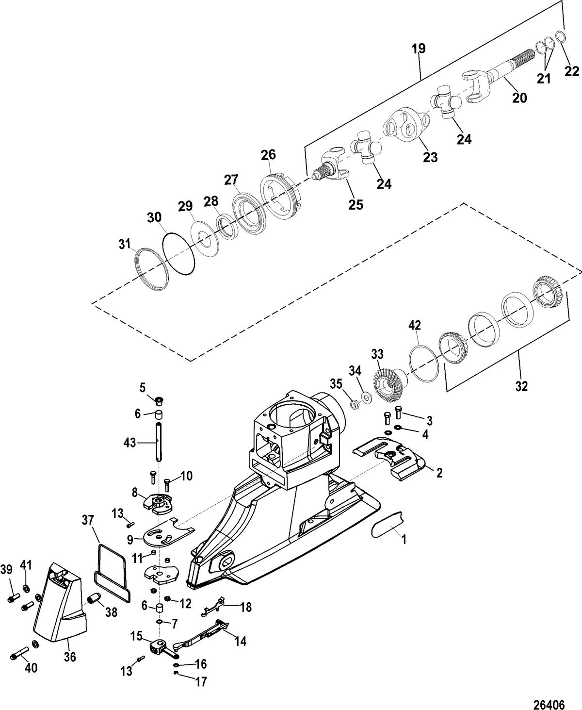MERCRUISER BRAVO I-II-III Universal Joint and Shift Components