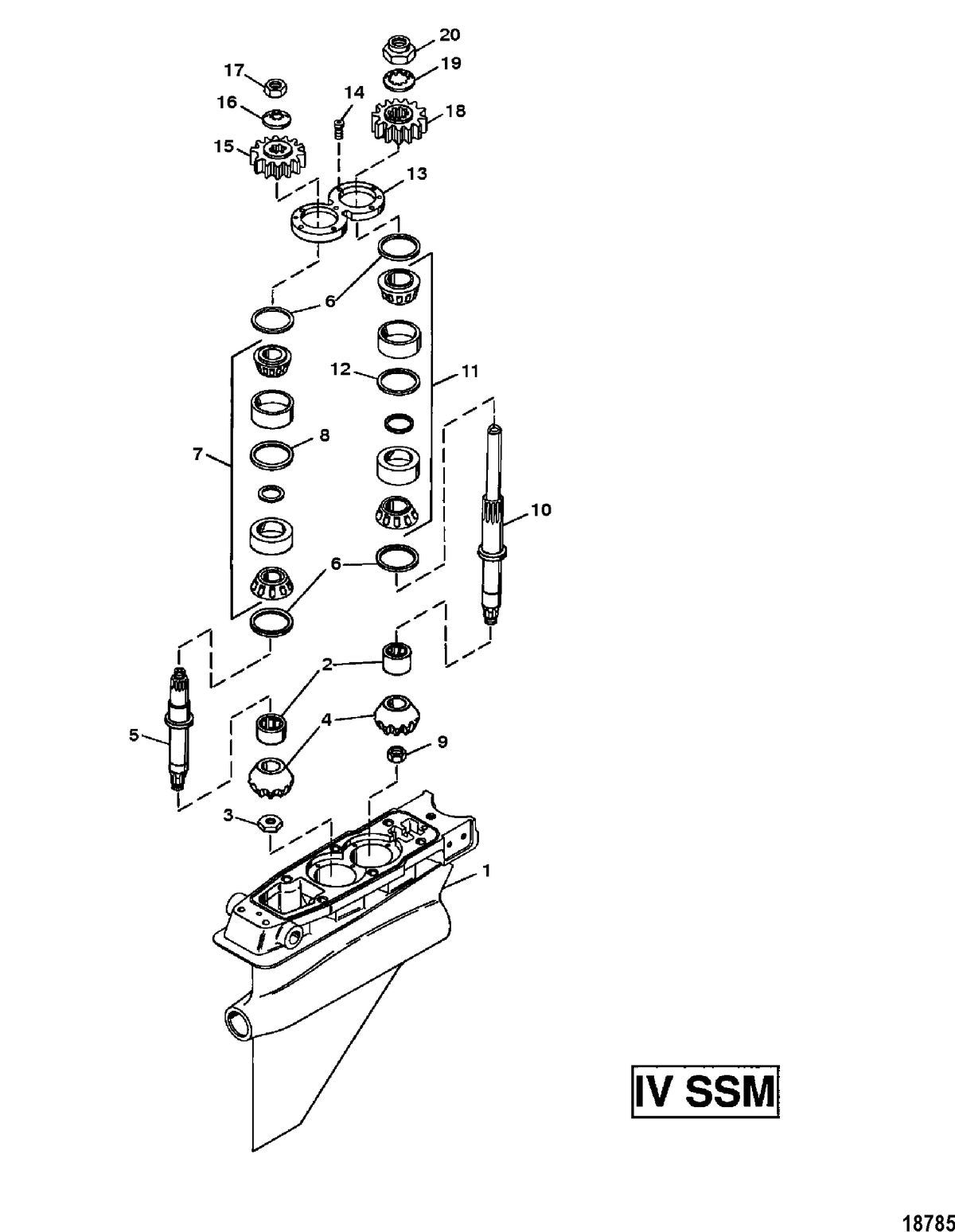 MERCRUISER ALPHA-ONE SS, II SSM, III, III SSM, IIIA SSM, IV SSM, V SSM GEAR HOUSING ASSEMBLY(DRIVESHAFT) (IV SSM)