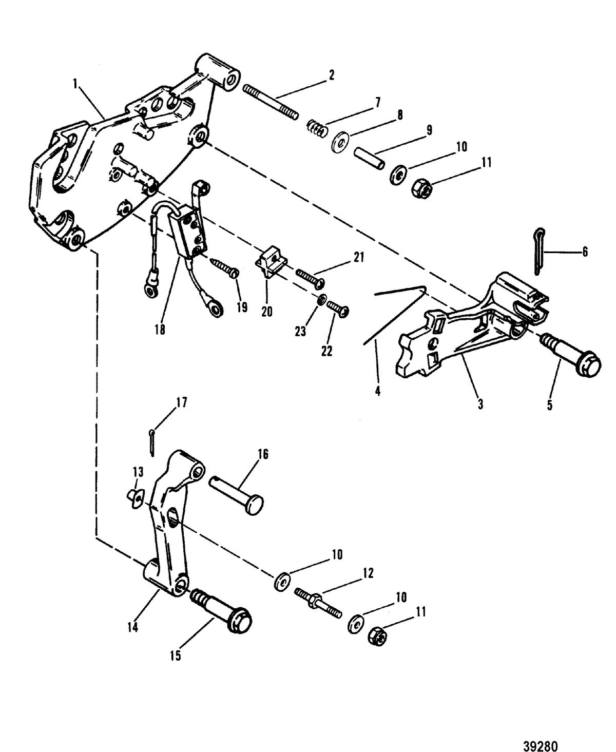 MERCRUISER 175 HP/ 4.3L/205 HP/4.3L/LX SHIFT BRACKET , OLD DESIGN