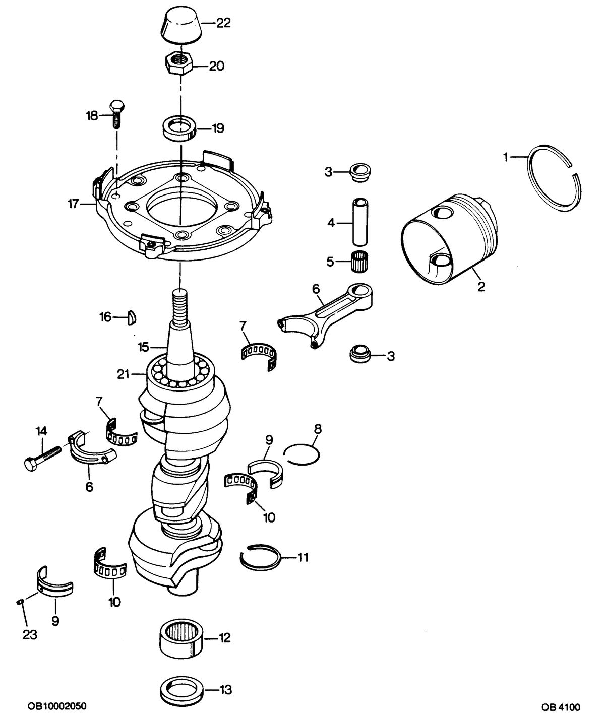 FORCE FORCE 1987 85 H.P. CRANKSHAFT AND PISTON