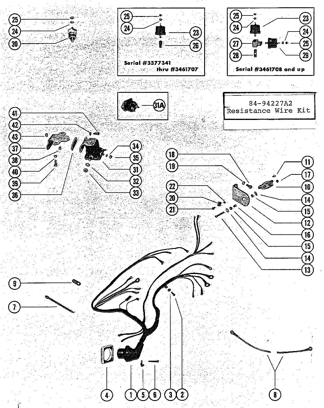 MERCRUISER 120 ENGINE WIRING HARNESS, CIRCUIT BREAKER AND STARTER SOLENOID