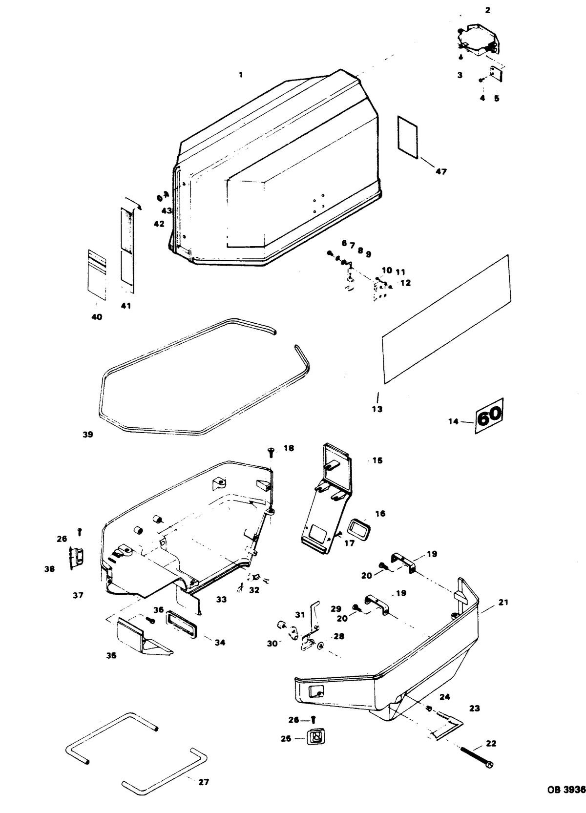 FORCE FORCE 60 H.P. ENGINE COVER AND SUPPORT PLATE