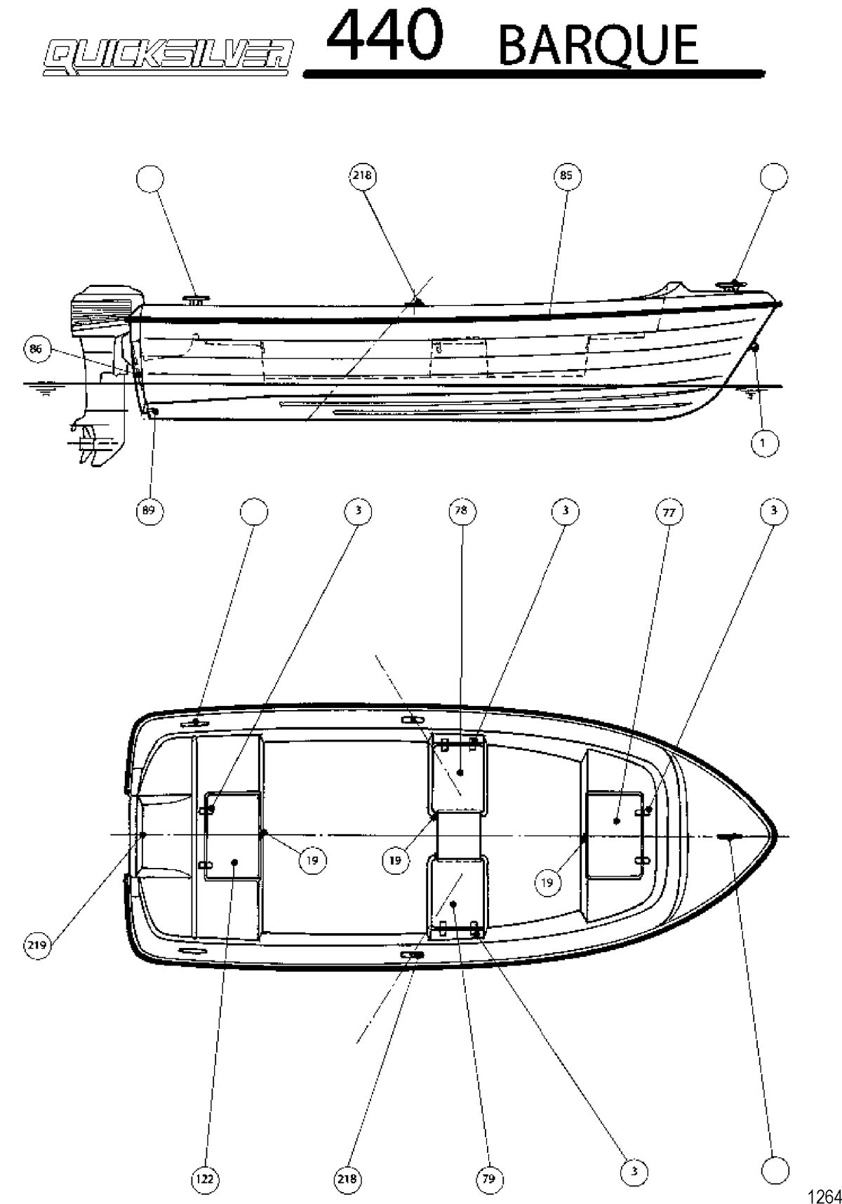 BOATS QUICKSILVER BOATS MODEL 440 BARQUE