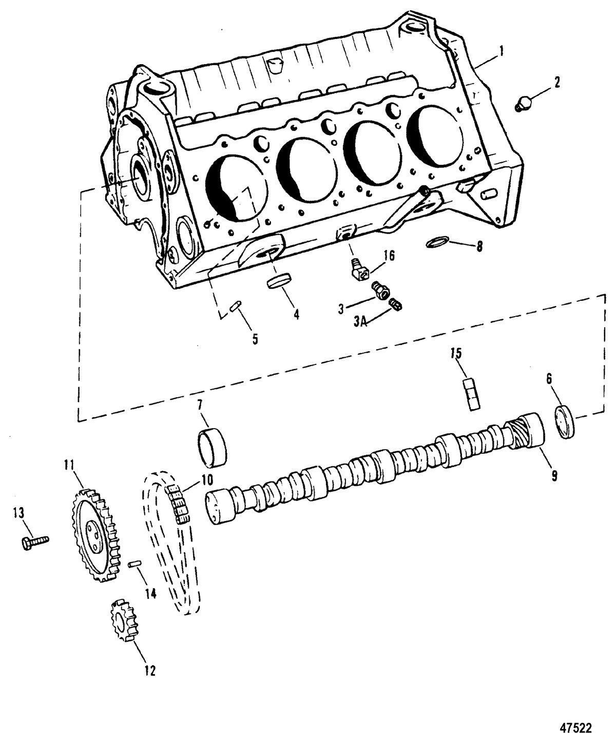 MERCRUISER 502 MAGNUM BRAVO ENGINE (GEN V) CYLINDER BLOCK AND CAMSHAFT