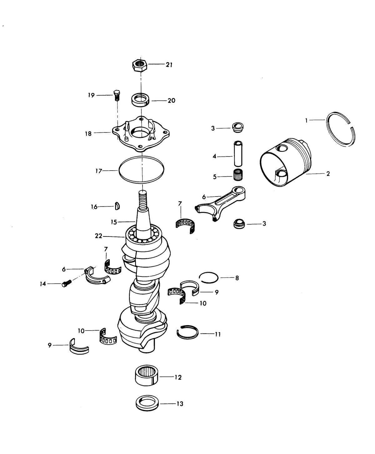 CHRYSLER 140 H.P. CRANKSHAFT AND PISTON GROUP