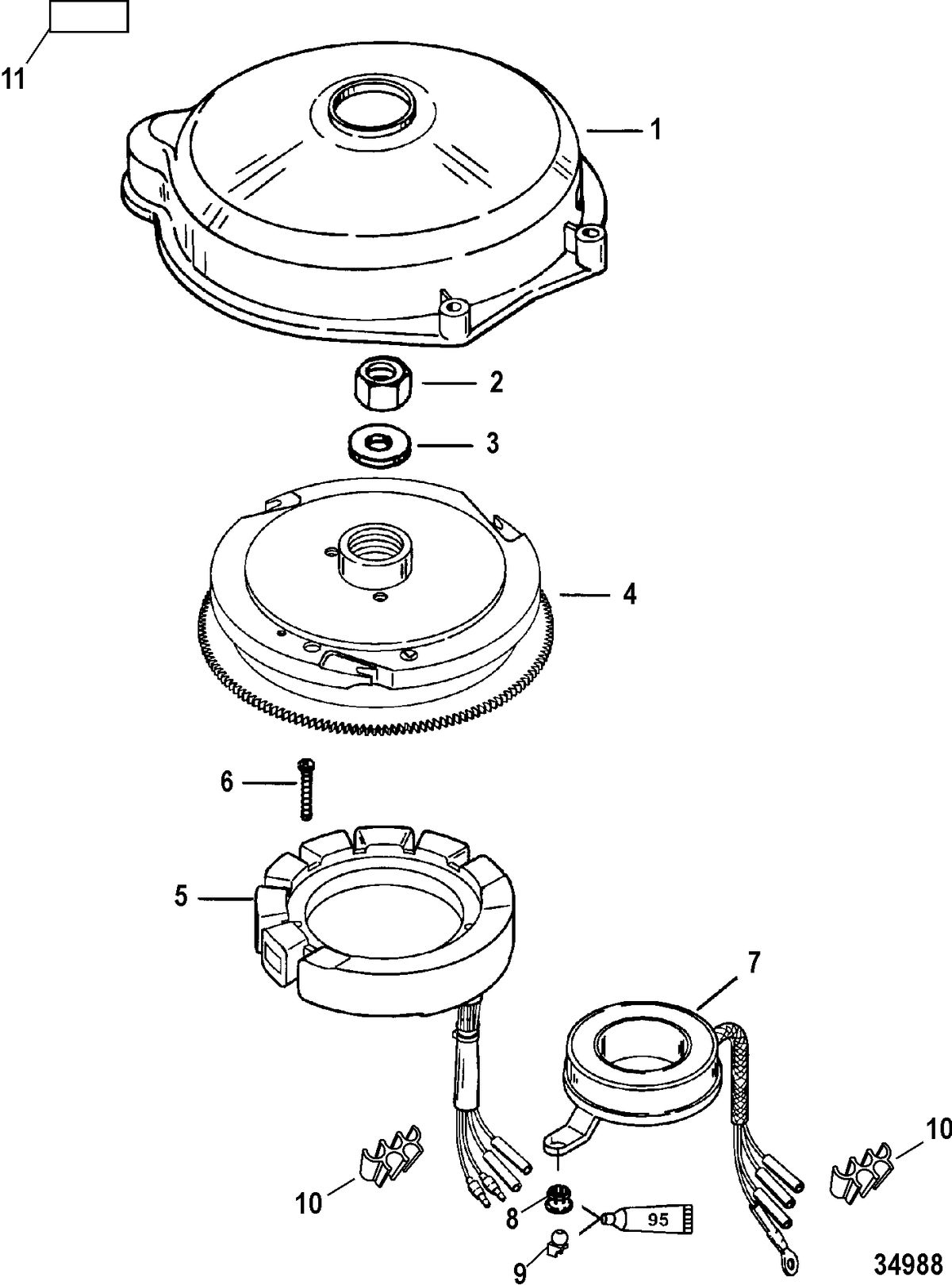 MERCURY/MARINER 55/60 JET 40 (3 CYLINDER) Flywheel and Stator, Electric