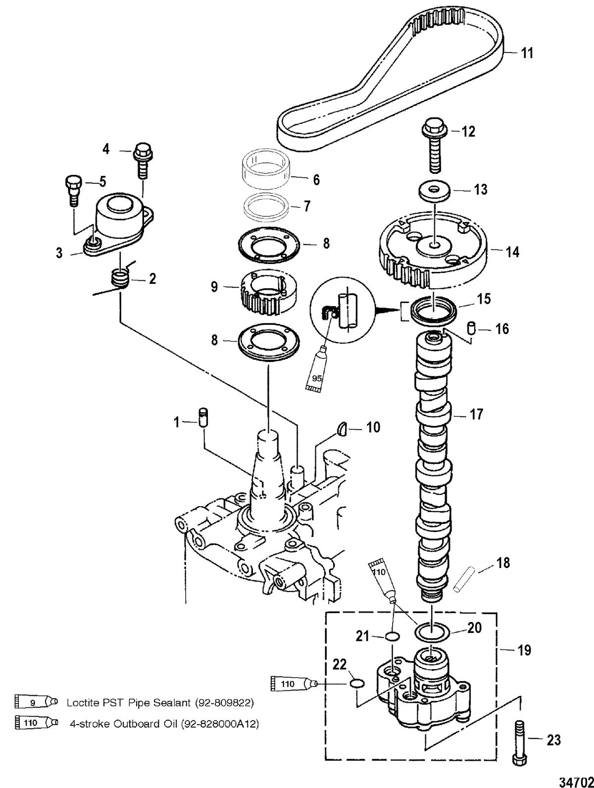 MERCURY/MARINER 40 ITALY/45 BODENSEE 50/50 BIGFOOT 4-STROKE Camshaft/Oil Pump