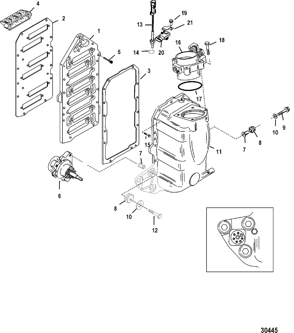 MERCURY/MARINER 135/150/175 DFI (2.5L) AIR HANDLER COMPONENTS