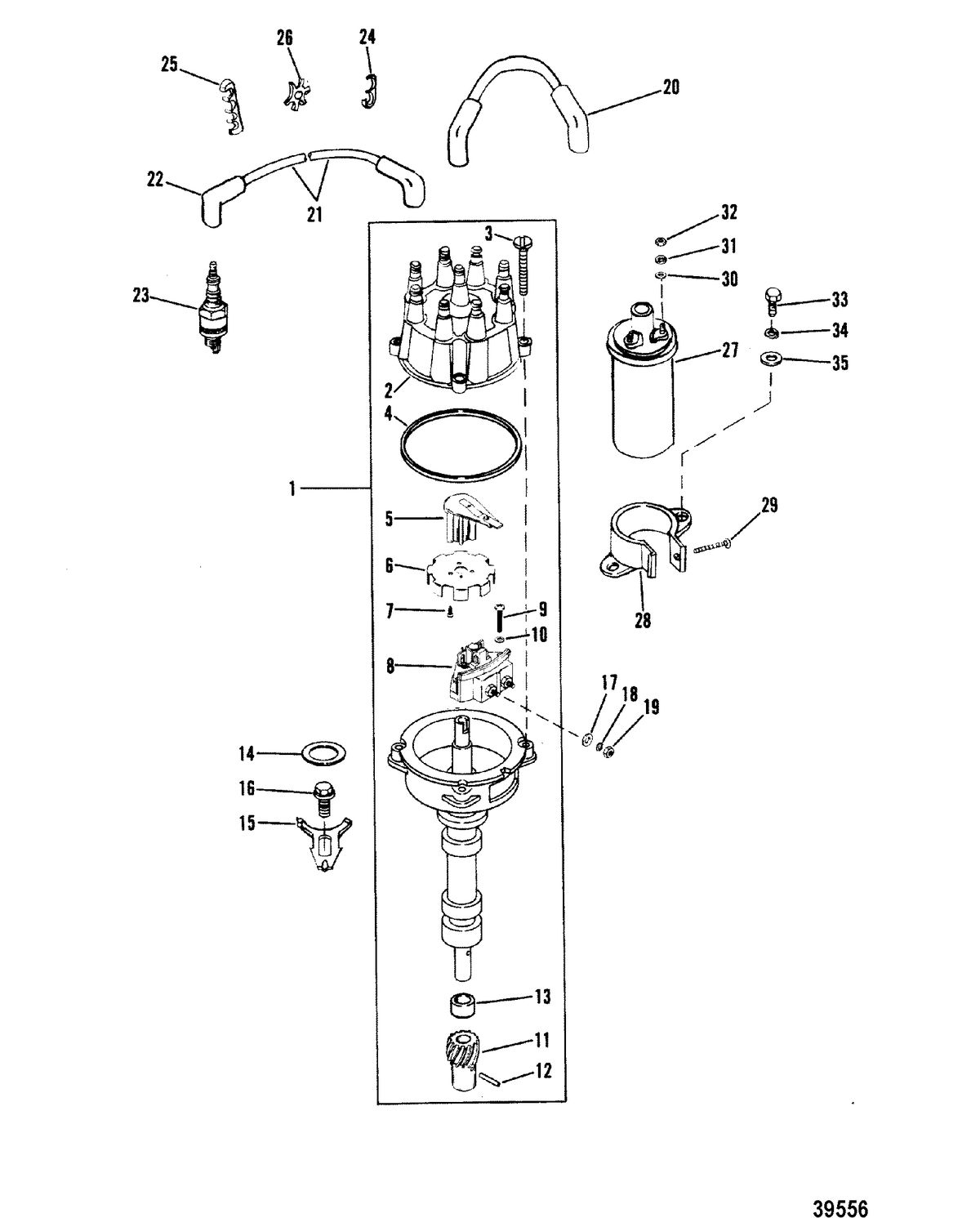 MERCRUISER 898/200/228/230/260 HP R/MR/ALPHA ONE DISTRIBUTOR AND IGNITION COMPONENTS