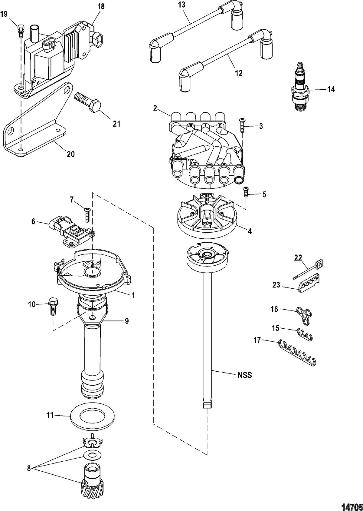 MERCRUISER 5.0L,350 MAG,MX 6.2L MPI STERNDRIVE Distributor And Ignition Components