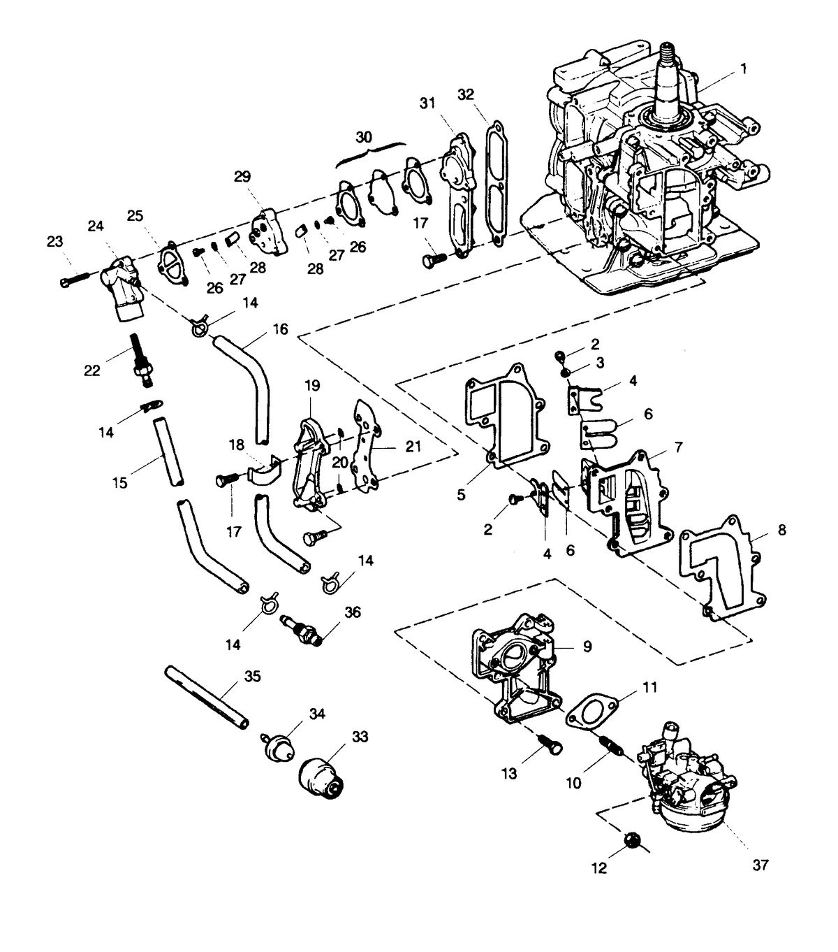 SEARS 9.9 H.P. 15" LEG OUTBOARD MOTOR Fuel Intake and Recirculation System