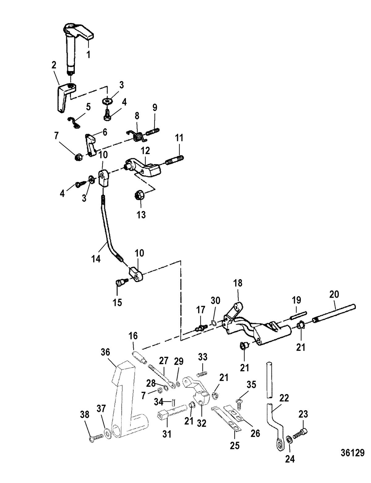 MERCURY/MARINER 25 H.P. (3 CYL.) LIGHTNING SHIFT LINKAGE
