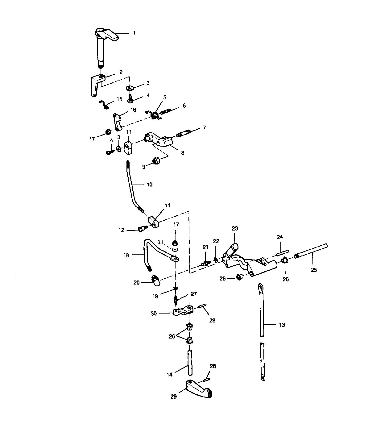 SEARS 9.9 H.P. OUTBOARD MOTOR SHIFT LINKAGE