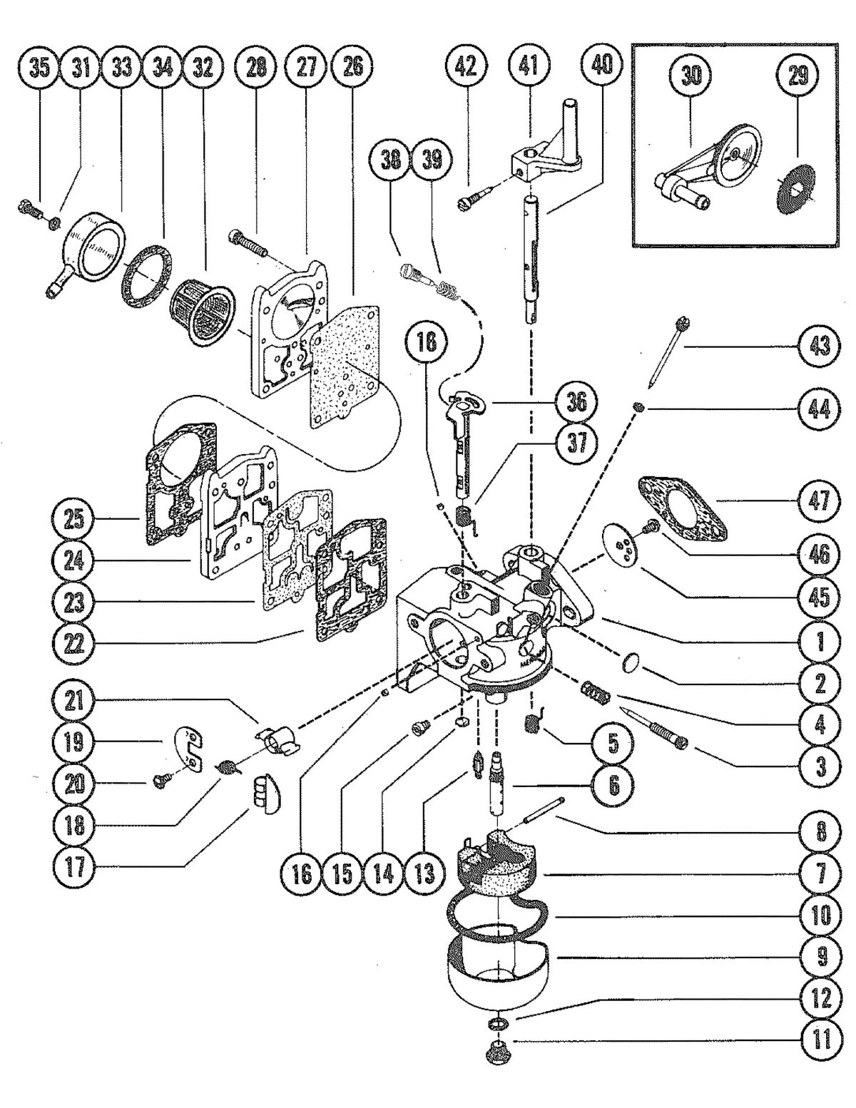MERCURY MERC 200 CARBURETOR ASSEMBLY, COMPLETE