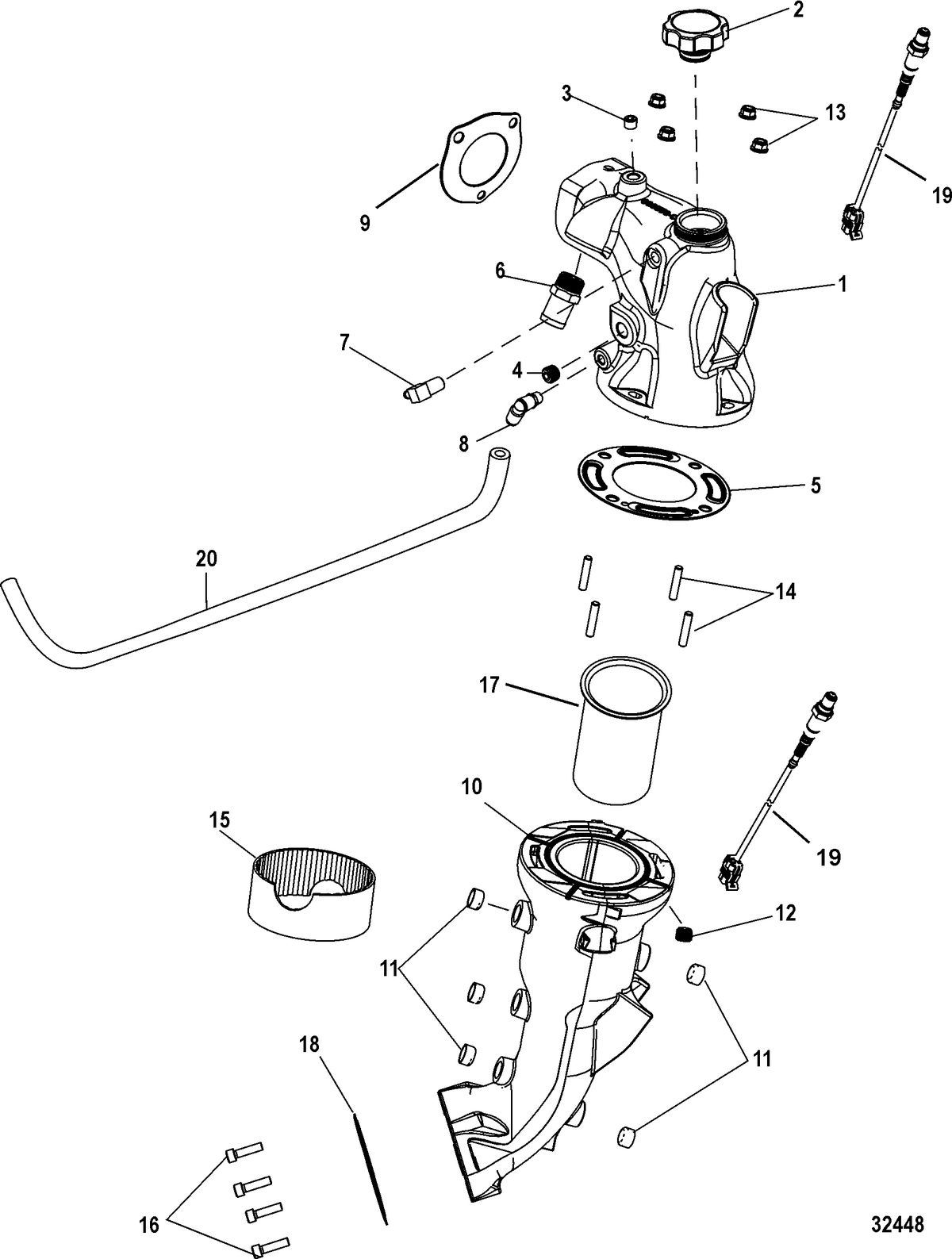 MERCRUISER VAZER 100 EC Exhaust System, Intermediate Pipe and Elbow