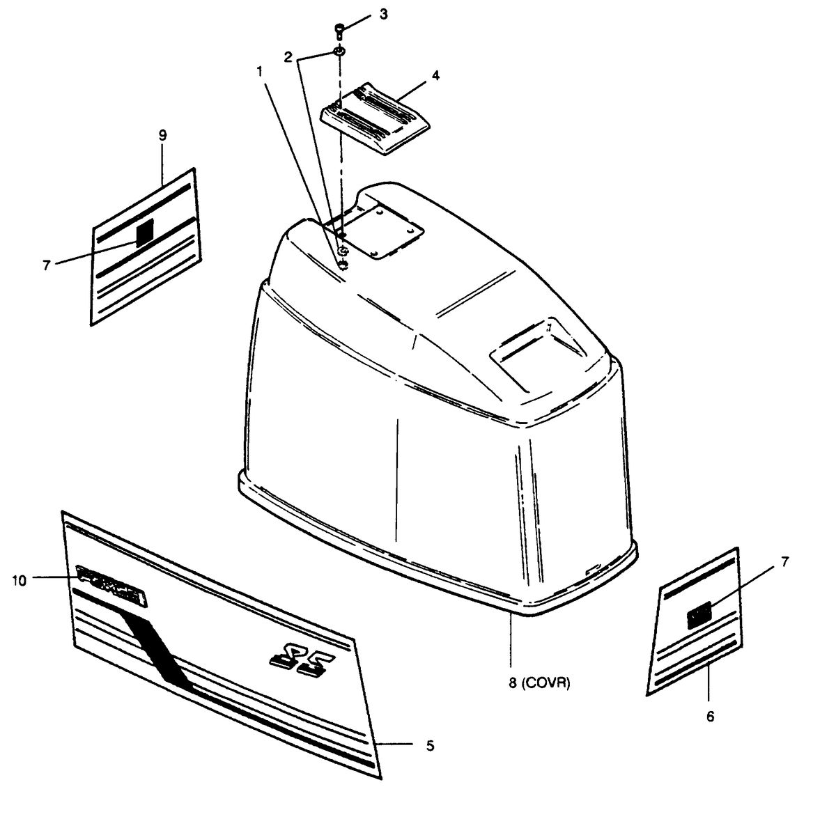 FORCE FORCE 1989 85 H.P. "G" MODELS ENGINE COVER BAYLINER MODELS