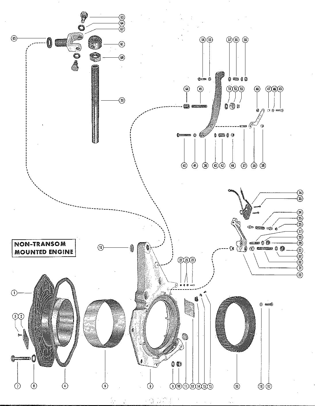MERCRUISER II STERN DRIVE (1.78:1 GEAR RATIO) INNER AND OUTER TRANSOM PLATE AND SHIFT ARM