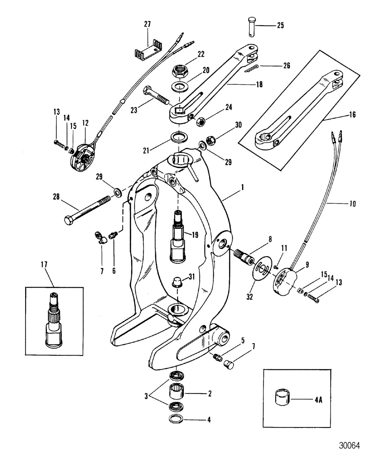 MERCRUISER R/MR ALPHA ONE STERNDRIVE GIMBAL RING AND STEERING LEVER