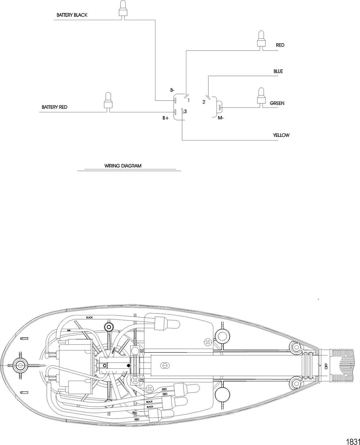 TROLLING MOTOR MOTORGUIDE FRESH WATER SERIES Wire Diagram(Model FW71HP) (Without Quick Connect)
