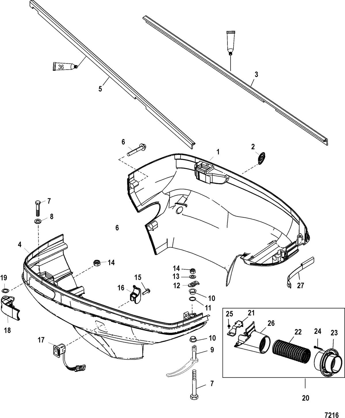 RACE OUTBOARD 2.5XS DFI (2.5L) Bottom Cowl
