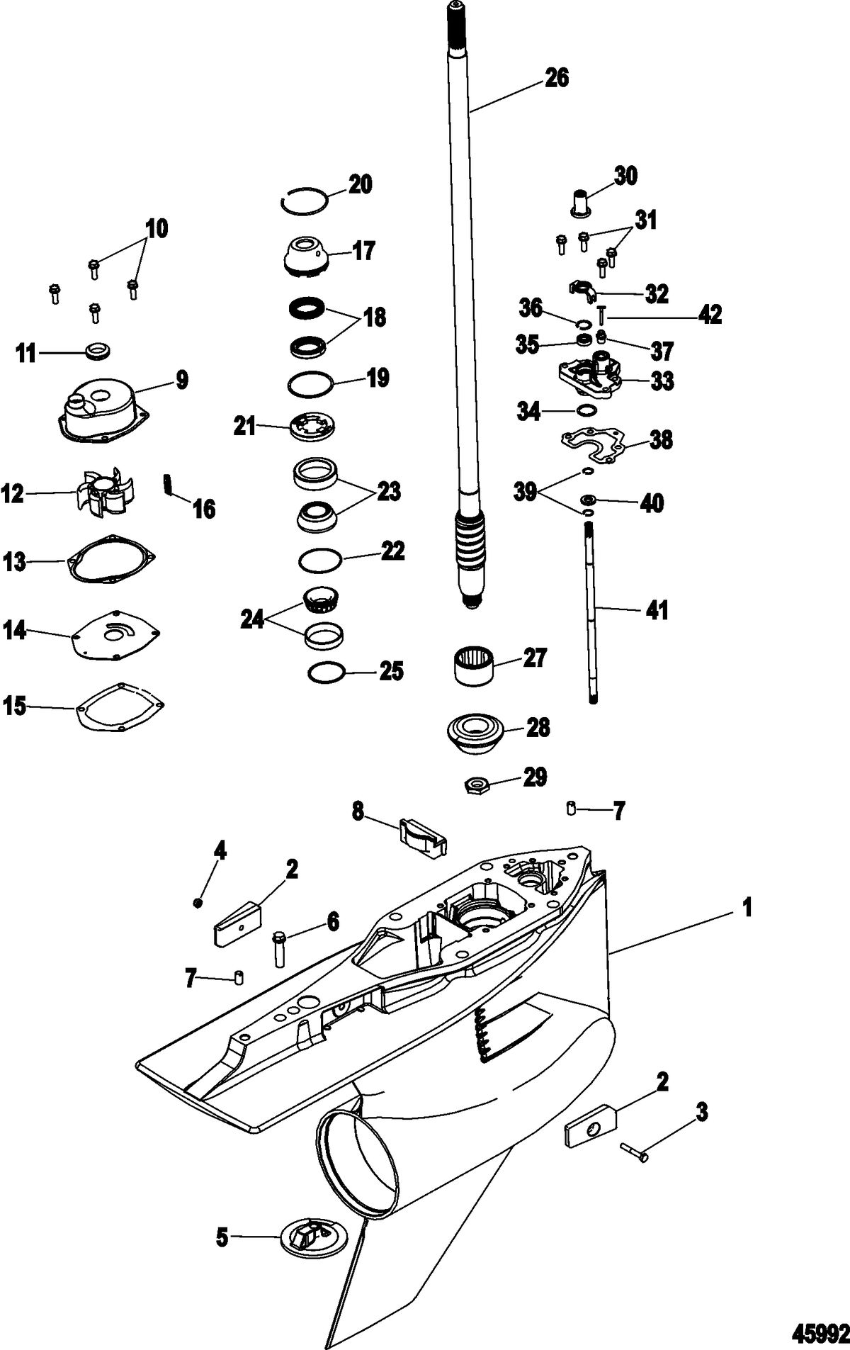RACE OUTBOARD 350 VERADO Gear Housing, Offshore HD, Driveshaft