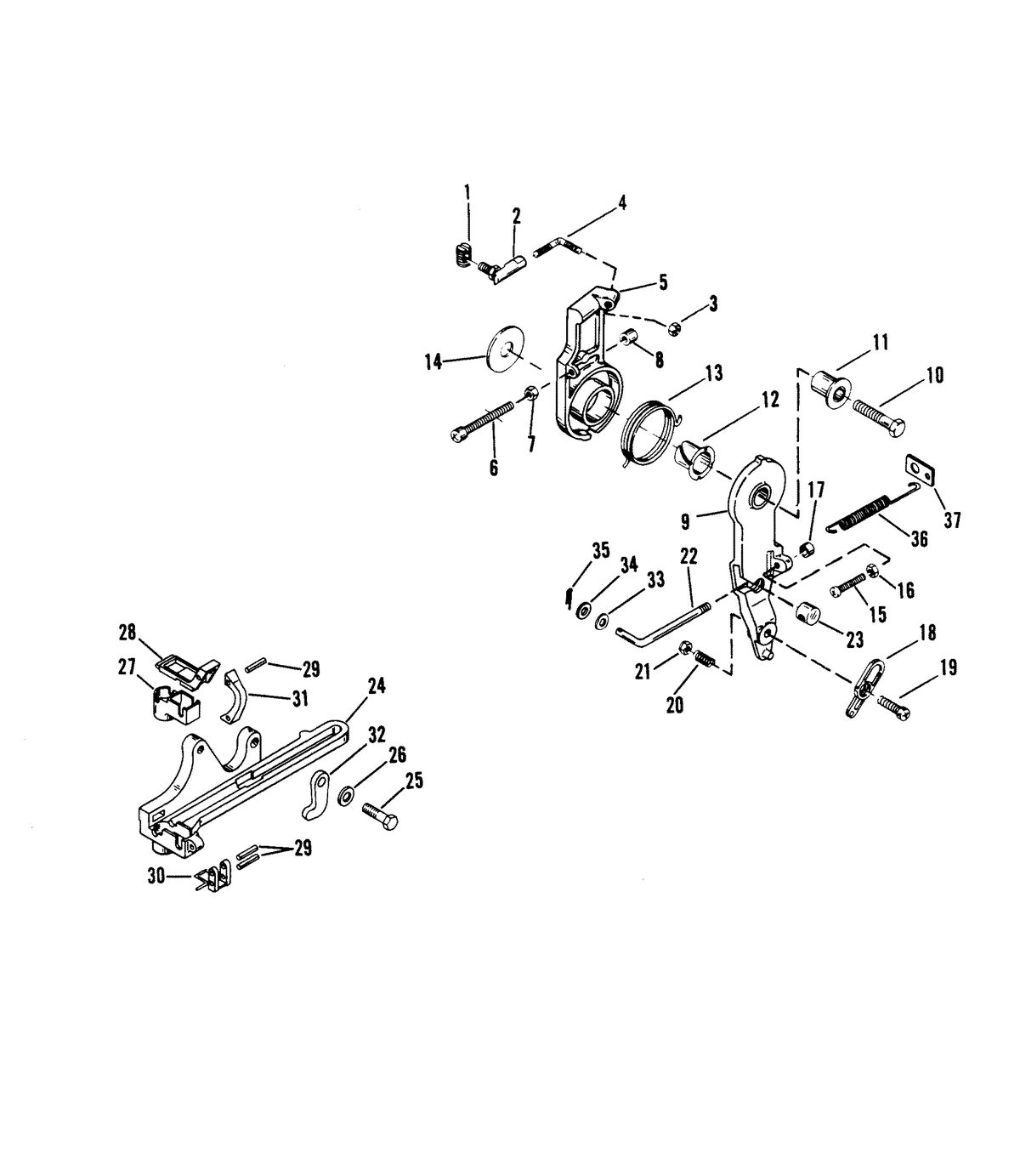 RACE OUTBOARD FORMULA 1 2 LITRE (EFI) THROTTLE LEVER AND LINKAGE