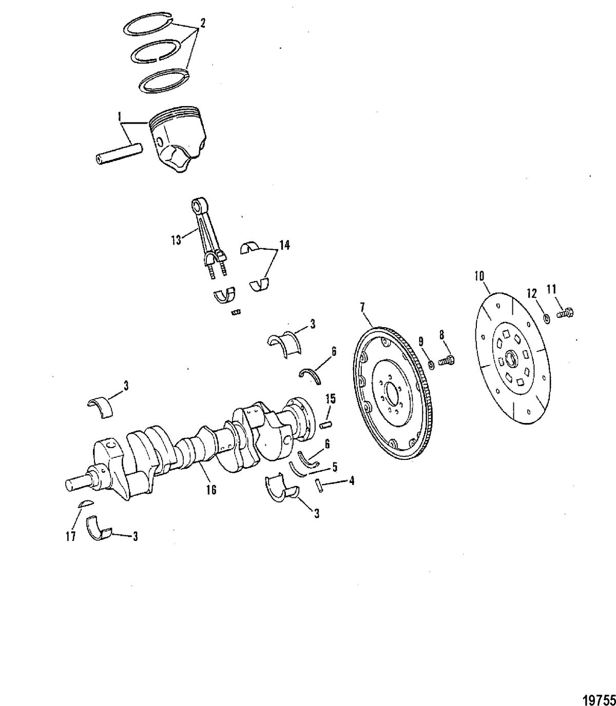 MERCRUISER 370/400/440/460 CYCLONE TRS ENGINE Crankshaft, Pistons and Connecting Rods(460)