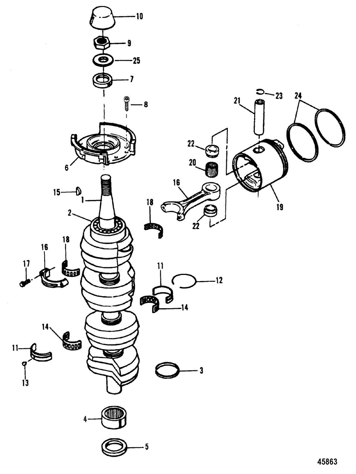 FORCE 120 HP FORCE Crankshaft and Piston