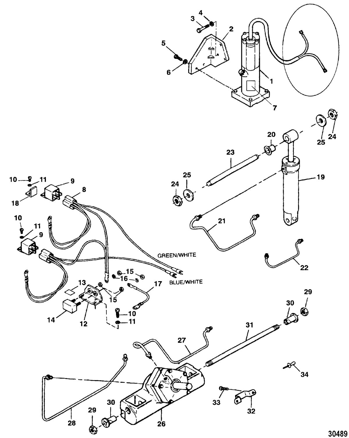 FORCE FORCE TRIM AND TILT MODELS 85 THRU 150 HP TRIM & TILT ASSEMBLY(BAYONET CONNECTORS) (819762A4)