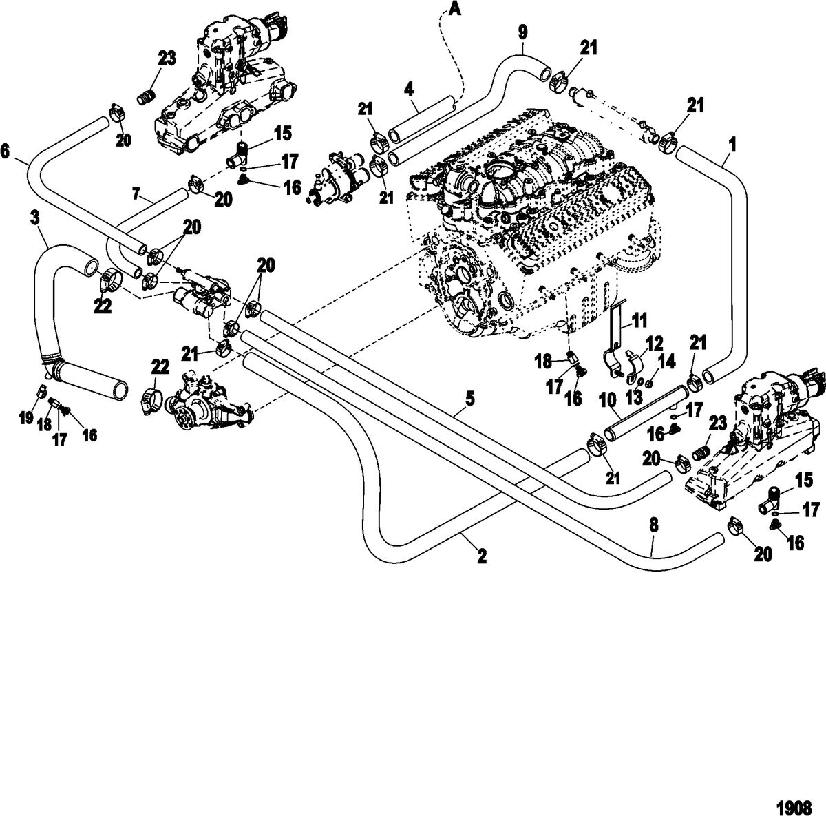 MERCRUISER 5.7L CARB INBOARD Standard Cooling System