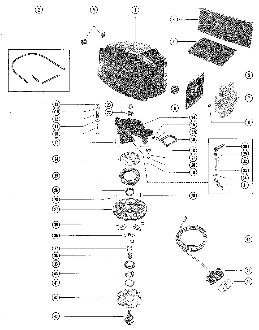MERCURY MERC 75 TOP COWL AND STARTER ASSEMBLY