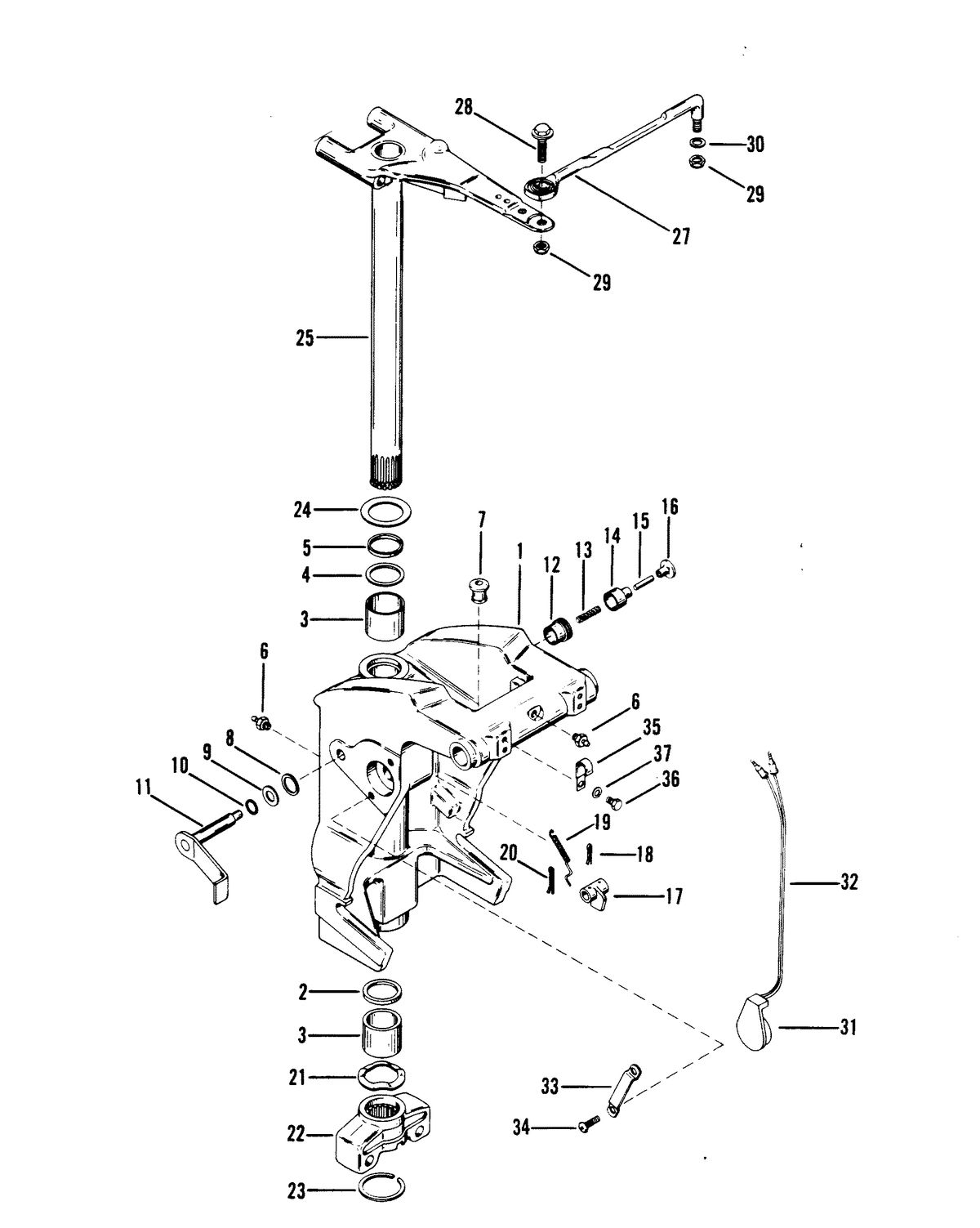 RACE OUTBOARD 2.4L (EFI) BASS/OFFSHORE SWIVEL BRACKET AND STEERING ARM