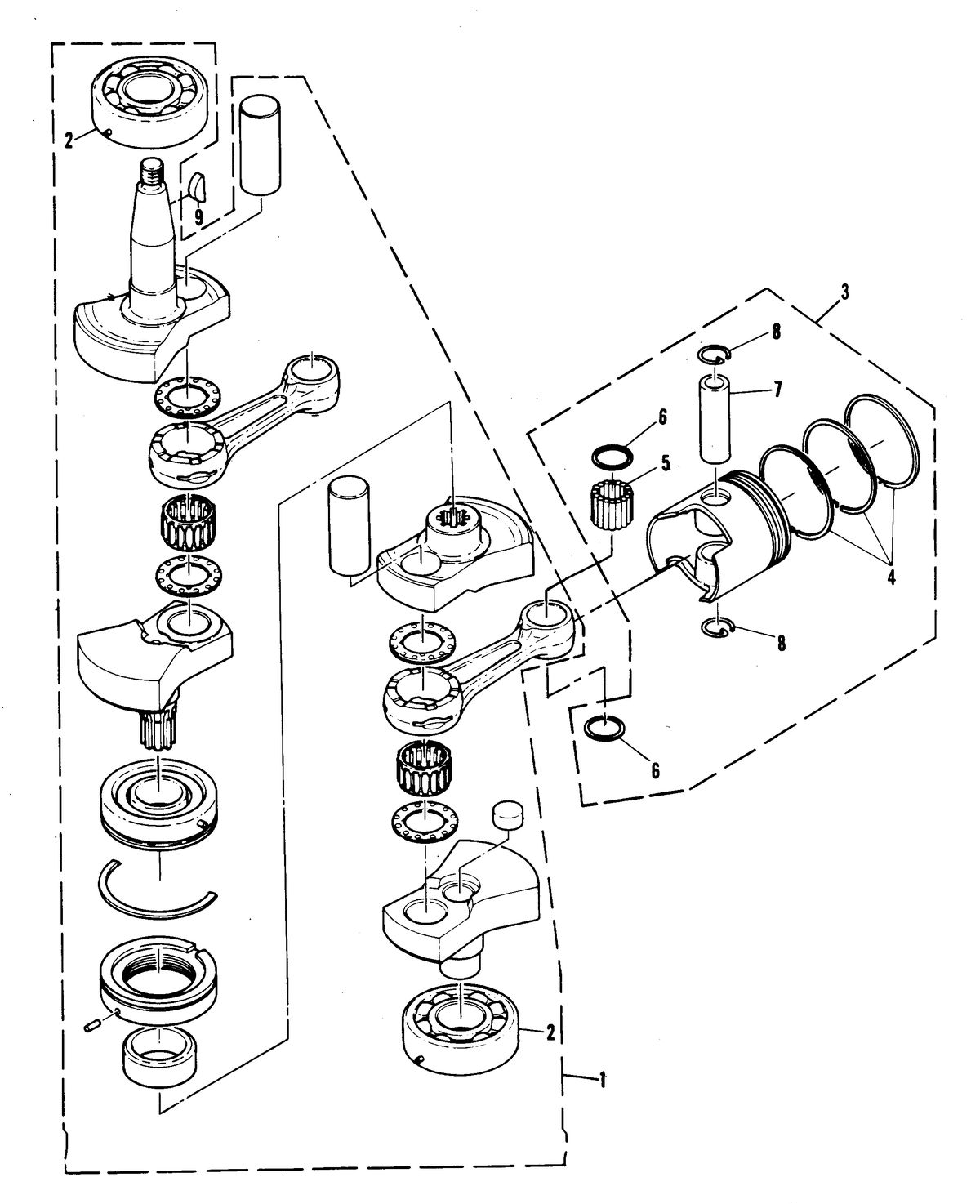 MARINER 15 H.P. W/MARATHON CRANKSHAFT AND PISTON