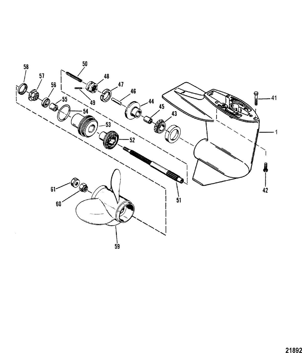 MERCURY/MARINER 6/8/9.9/15 HP Gear Hsg(Propshaft-Design I-Refer to Driveshaft Drawing)