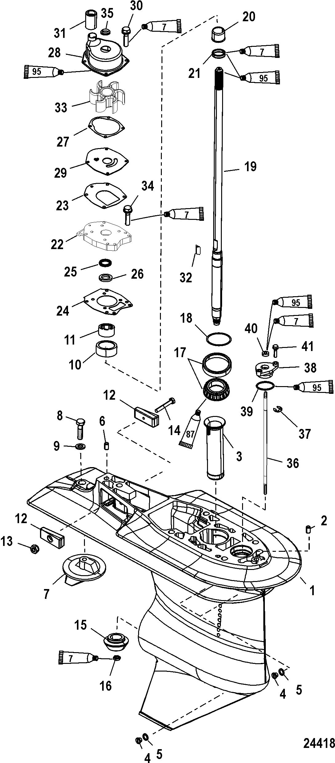 MERCURY/MARINER 40/50/60 EFI (4 CYLINDER) 4-STROKE Gear Housing(Driveshaft-2.33:1)(Serial #1C033811 & Up)