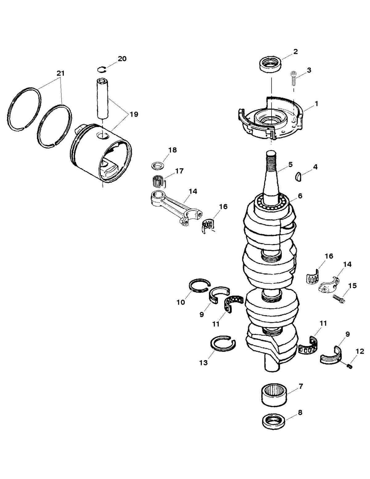 FORCE FORCE 120 H.P. (1998-1999) CRANKSHAFT AND PISTON