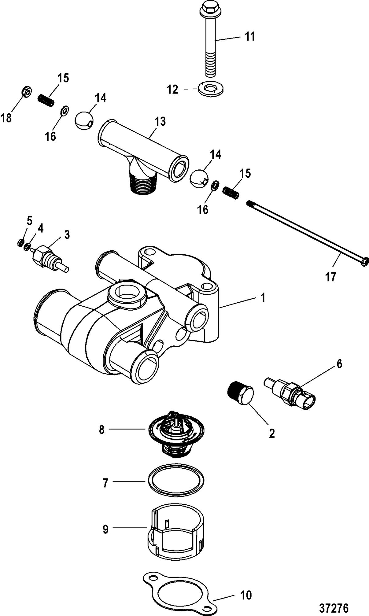 MERCRUISER 383 STROKER SCORPION BRAVO Thermostat and Housing