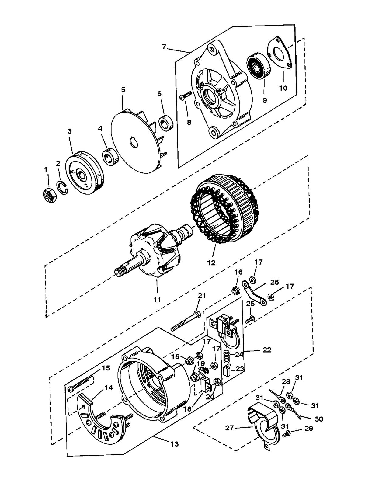 MERCRUISER 450 H.P. (454 CID) 7.4L ENGINE ALTERNATOR (MANDO #AC-155603)