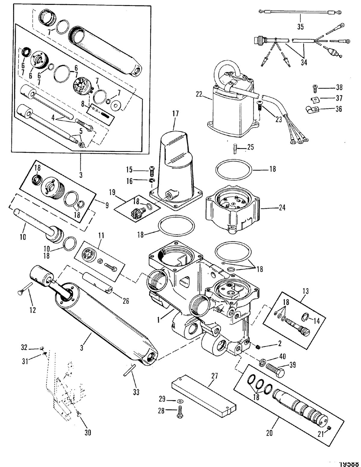 MERCURY/MARINER 135 / 150 / 175 200(2.5L) XR4/MAGNUM II Power Trim Components(Design II)