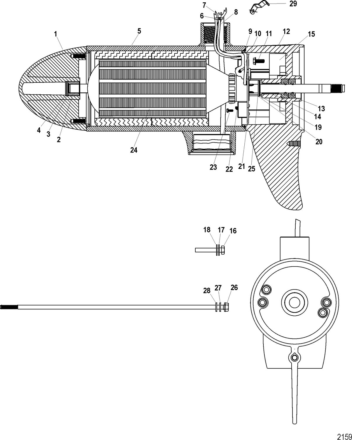 TROLLING MOTOR MOTORGUIDE TOUR, TOUR PINPOINT AND TOUR ES SERIES Lower Unit Assembly(109# - Variable) (MXS397032)