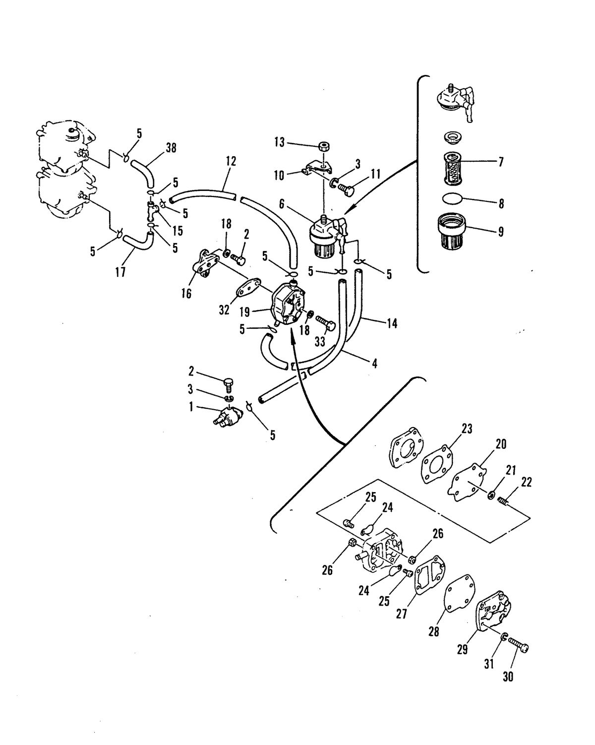 MARINER 40 HP MARINER FUEL PUMP, LINES AND FILTER
