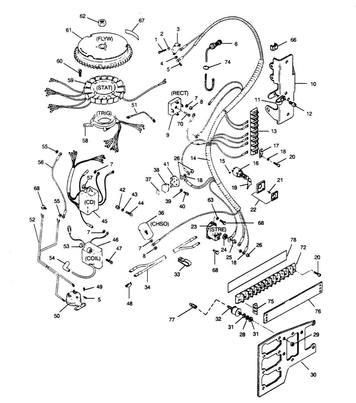 FORCE FORCE 1990 90 H.P. "B" MODELS ELECTRICAL COMPONENTS