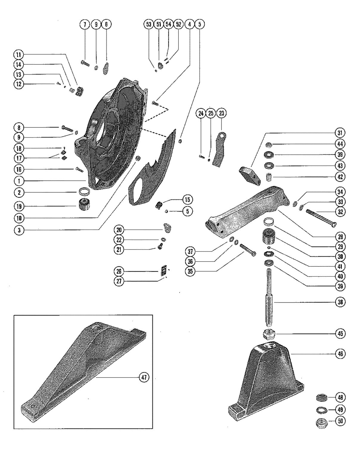 MERCRUISER 140 ENGINE FLYWHEEL HOUSING AND ENGINE SUPPORT