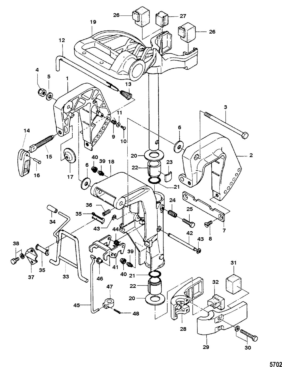 MERCURY/MARINER 6/8 HP INTERNATIONAL Clamp and Swivel Brackets