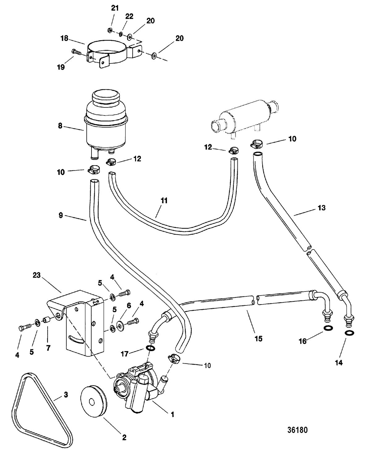 MERCRUISER D3.6L BRAVO DIESEL POWER STEERING COMPONENTS