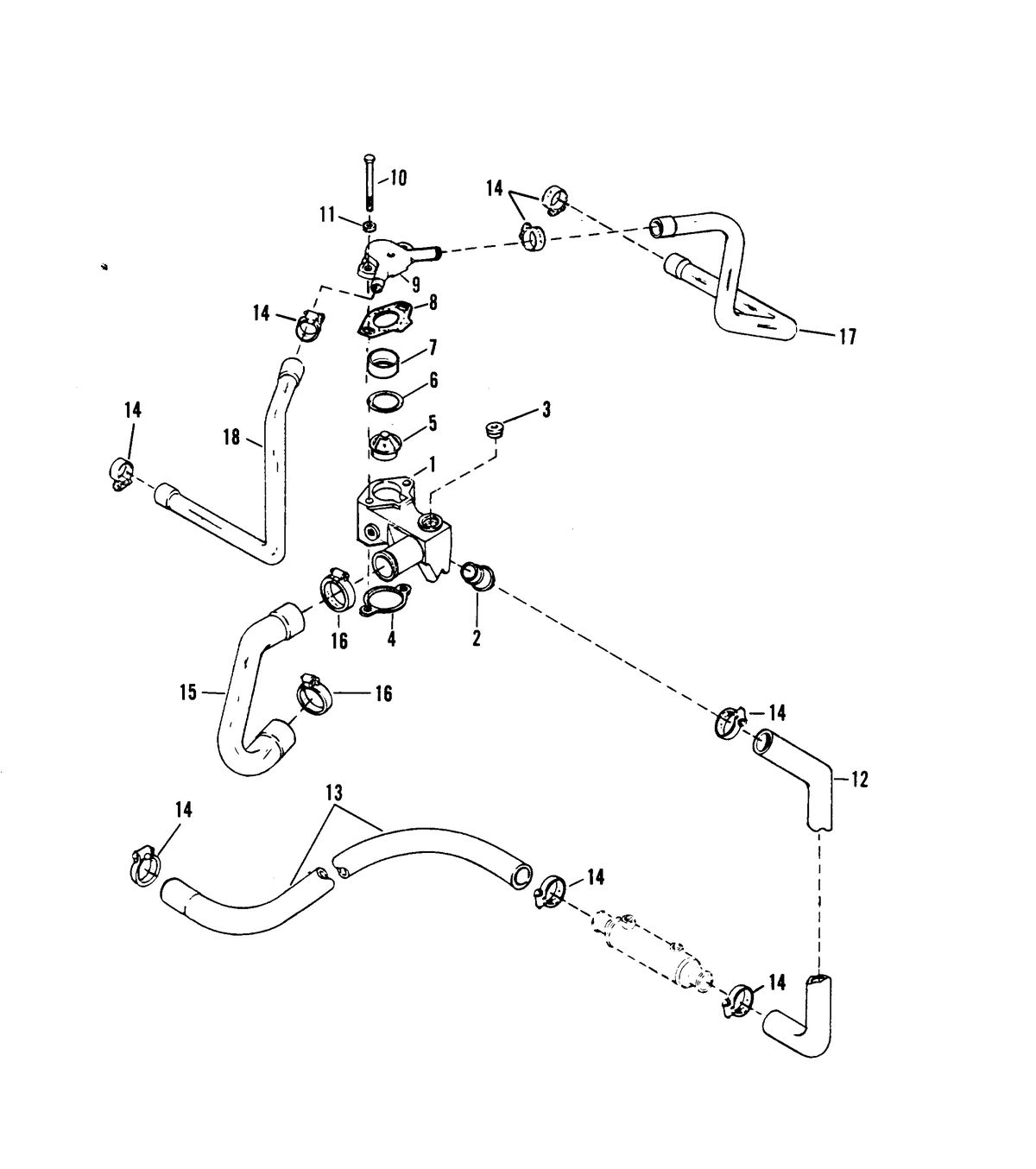 MERCRUISER 320 H.P. E.F.I ALPHA ONE ENGINE THERMOSTAT HOUSING (STANDARD COOLING)