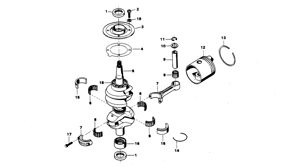 CHRYSLER 45 H.P. CRANKSHAFT AND PISTON GROUP