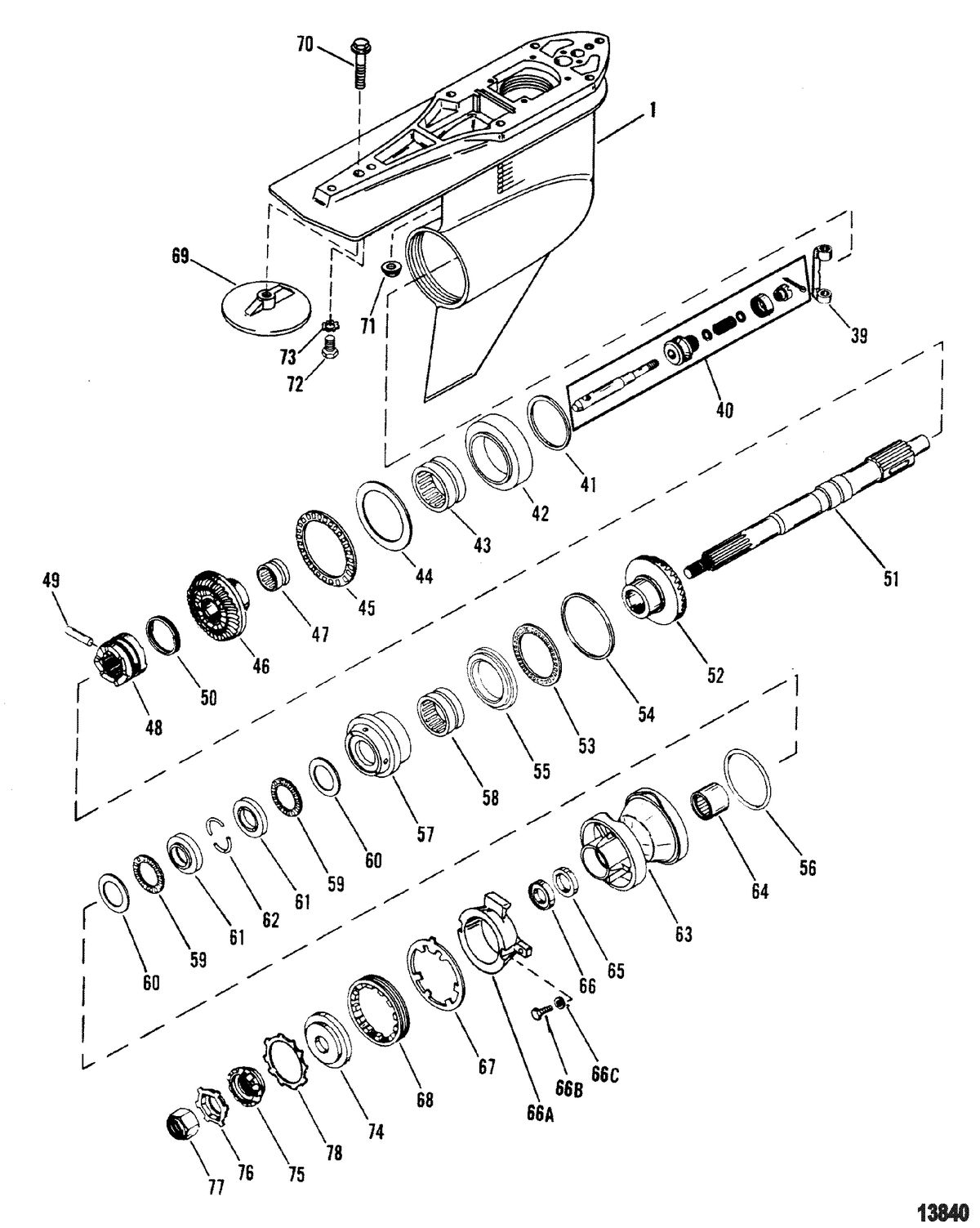 MERCRUISER ALPHA ONE GEN II STERNDRIVE AND TRANSOM ASSEMBLY Gear Housing, Propeller Shaft - Counter Rotation