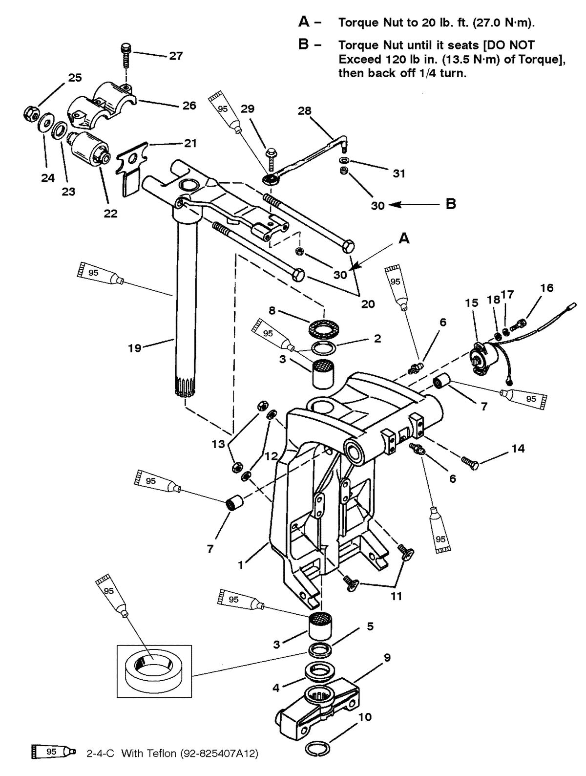 MERCURY/MARINER 200 DFI 3.0L SWIVEL BRACKET AND STEERING ARM
